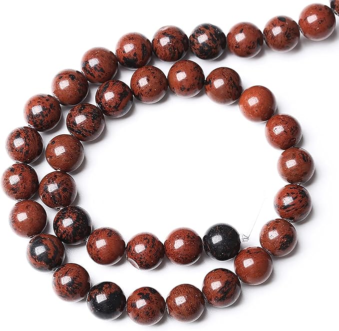 36PCS 10mm Natural Stone Mahogany Obsidian Beads for Jewelry Making Round Loose Spacer Beads DIY Bracelet Necklace (10mm, Mahogany Obsidian Beads)