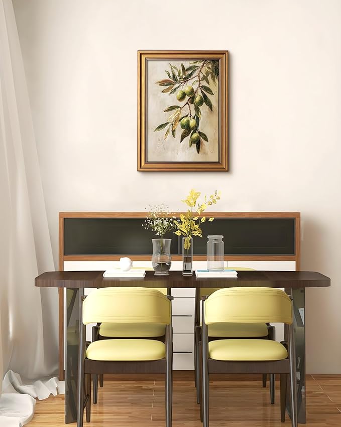 Bzstyleart Vintage Wall Art Decor for Bedroom,Oil Painting Olive Branch Botanical Wall Art,Vintage Botanical Painting,Room Decor Aesthetic for Kitchen,Christmas Gifts 12 x 16 Inch