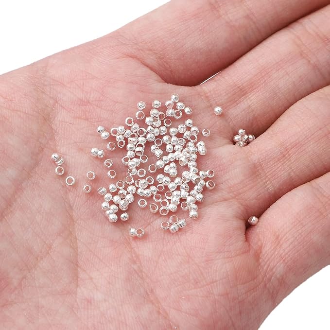 Silver Plated Crimp Beads Non Tarnish 2.5mm 600pcs for Jewelry Making Findings