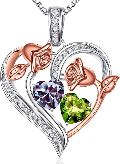 Iefil Christmas Gifts for Women Wife - 925 Sterling Silver Rose Heart Necklace, Stocking Stuffers for Women, Anniversary Birthday Gifts for Wife Girlfriend Mom