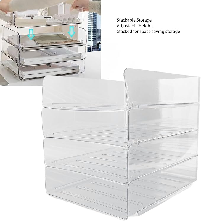 Desk Letter Tray Set Stackable Document Organizer Thickened Transparent Multifunctional A4 Paper Tray Organizer for Home Office Acrylic 4 Layers