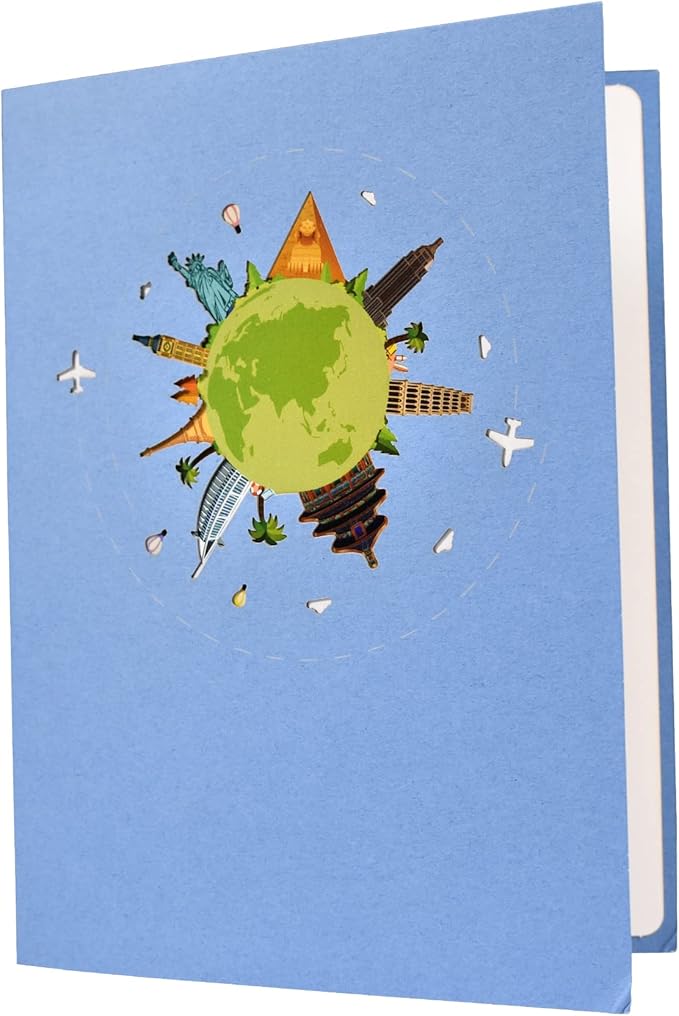 GREETING ART Travel Pop Up Birthday Card, Happy Retirement Card for Women Men, Travel Pop Up Greeting Cards for Father's Day, Graduation, Holidays, Anniversary