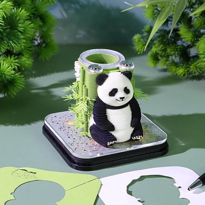 3D Time Piece Calendar 2026 3D Tear Away Art Memo Pad Notepad Desk Calendar with Light,3D Art Calendar Desktop Decoration Gift for Christmas (Leisurely Panda)