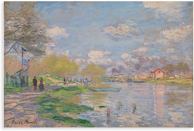 CFIOZYOS 40+ Monet Famous Print Posters Spring by The Seine by Claude Monet Impressionism Canvas Wall Art Print Poster For Home School Office Decor Unframe 16×24inch(40×60cm)