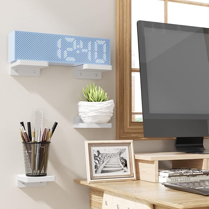 SRIWATANA Small Floating Shelves Wall Mounted, Wood Shelf for Decoration and Storage Set of 4, Mini Display Shelf for Bedroom, Bathroom, Kitchen, Office (White, 4 inch)