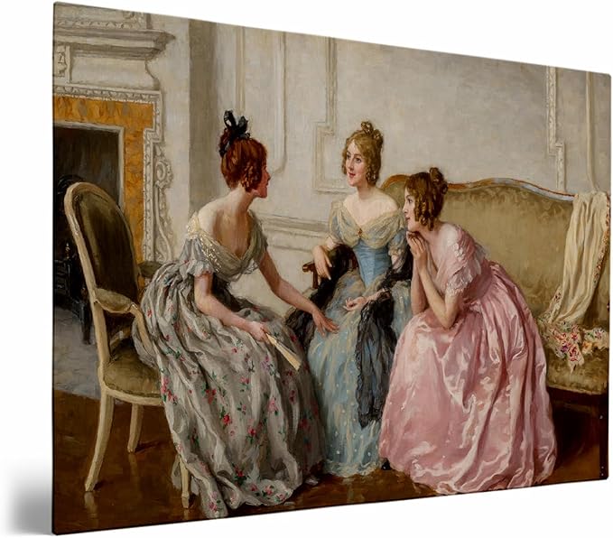 Victorian Women Poster, Vintage Women Print, Regency Wall Decor,Fun Victorian Art,Gossip Art,Antique Art, Vintage Wall Art,Living Room, Bedroom, Apartment, Home Decor24x36 Framed