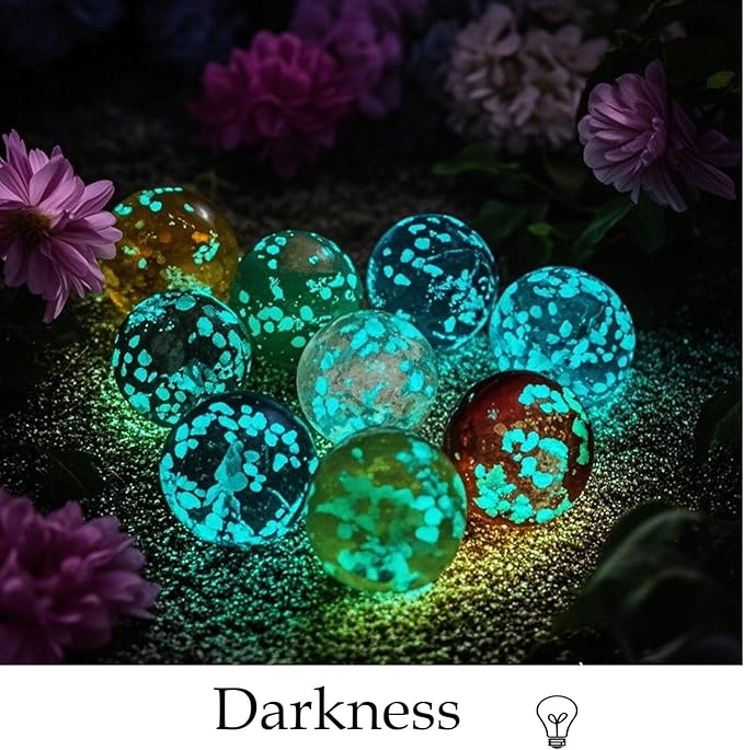 200 PCS 8mm Glow in The Dark Beads Bulk Round Luminous Glass Beads with Holes for Jewelry Making Bracelets Earrings Necklace Glow Loose Spacer Ball Bead DIY Craft Kit