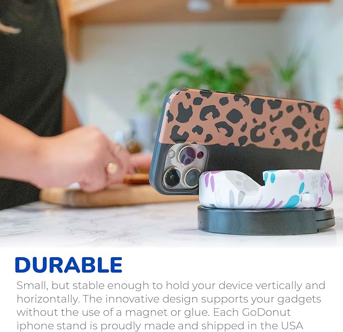 GoDonut Plus+ Ultra Phone Stand (Swivel Base) - Portable Mount Accessory - Charging Port Access - Compatible with Tablet, iPhone & Most Smartphones
