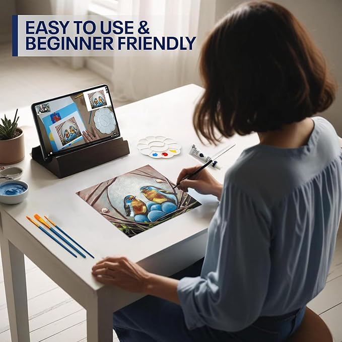 DIY Painting Class Kit for Adults with Video Tutorials: Learn to Paint Nesting Birds – How to Paint with Acrylics – Painting & Art Supplies – 9 Piece Acrylic Paint Set