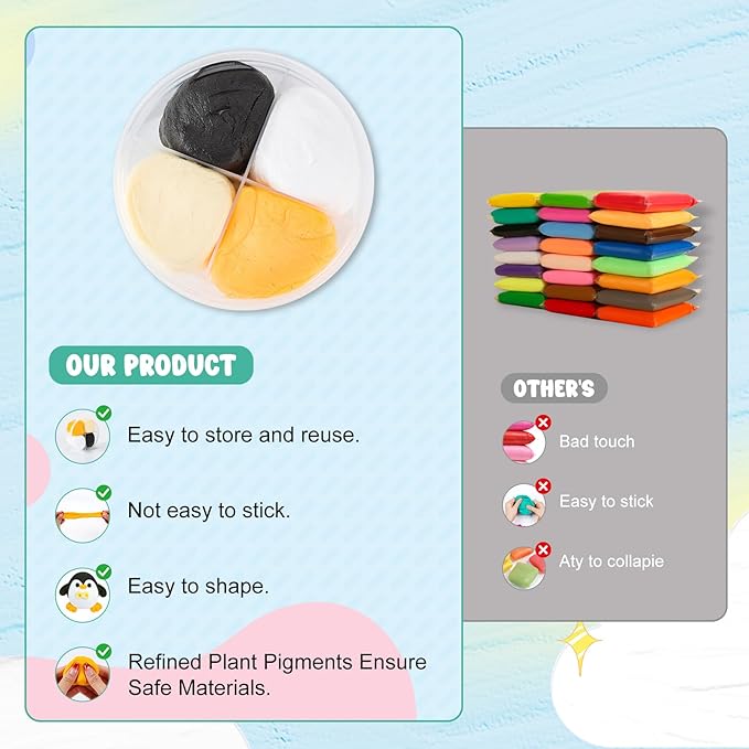 Air Dry Clay Kits for Kids-Modeling Magic Clay,16 Animals DIY Molding Clay Art Crafts Set,Ultra Light & Soft, Safe & Non-Stick with Sculpting Tools & Tutorials, Unique Gifts for Boys & Girls (Animal)