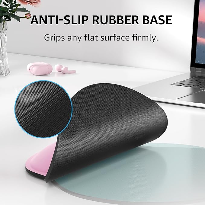 KTRIO Ergonomic Keyboard Wrist Rest, Memory Foam Mouse Pad with Wrist Rest for Computer Keyboard, Mouse Pad Set for Easy Typing & Pain Relief for Office & Home, Pale Pink