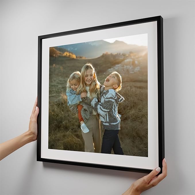 Mixtiles Official Custom Photo Tiles - Magnetic Wall Frames - Adhesive Sticker, no Nails - Personalized Printed Photos - Various Sizes and Frames - 20x20-1-Tile - Border Black