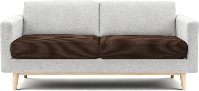 CHUN YI 2 Piece Couch Cushion Covers for Sofa Seat Slipcovers Suitable with Spandex Jacquard Washable Fabric (2 Piece Sofa Cushion Covers, Chocolate)