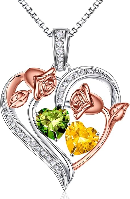 Iefil Christmas Gifts for Women Wife - 925 Sterling Silver Rose Heart Necklace, Stocking Stuffers for Women, Anniversary Birthday Gifts for Wife Girlfriend Mom