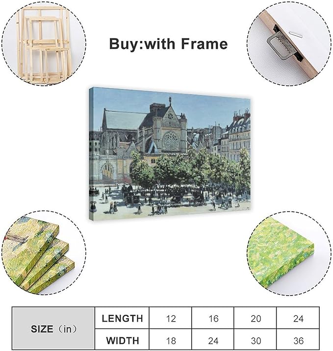 CFIOZYOS 40+ Monet Famous Print Posters St. Germain L'Auxerrois by Claude Monet Impressionism Canvas Poster Wall Art Print Bedroom Decor Office Room Kitchen Decor Gift Frame 20×30inch(50×75cm)
