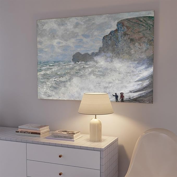 40+ Monet Famous Print Posters Rough Weather at Étretat by Claude Monet Impressionism Canvas Posters Print Wall Art Bedroom Office Room Decor Gift Frame 12×18inch(30×45cm)