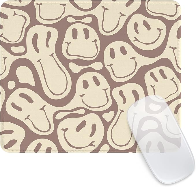 Seorsok Square Mouse Pad Cute Retro Smiley Hippie,Office Home Personalized Premium-Textured Mouse Mat Design,Waterproof Mousepad,Non-Slip Rubber Base Computer Mouse Pads for Wireless Mouse