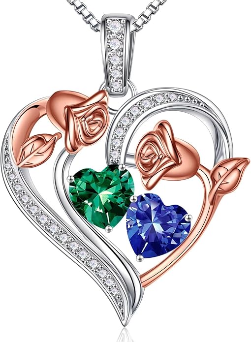 Iefil Christmas Gifts for Women Wife - 925 Sterling Silver Rose Heart Necklace, Stocking Stuffers for Women, Anniversary Birthday Gifts for Wife Girlfriend Mom