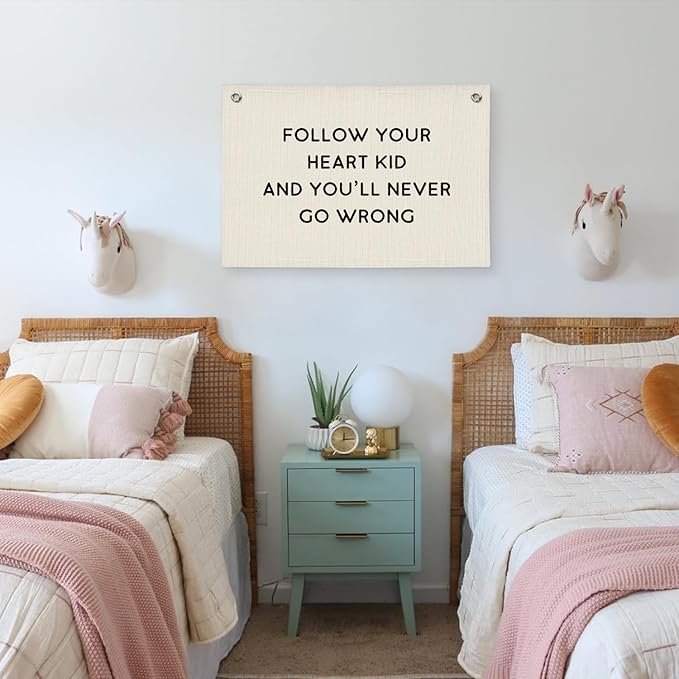 Positive Affirmations Wall Decor, Inspirational Canvas Banner Wall Hanging Banner Flag Decor for Classroom Homeschool Decor