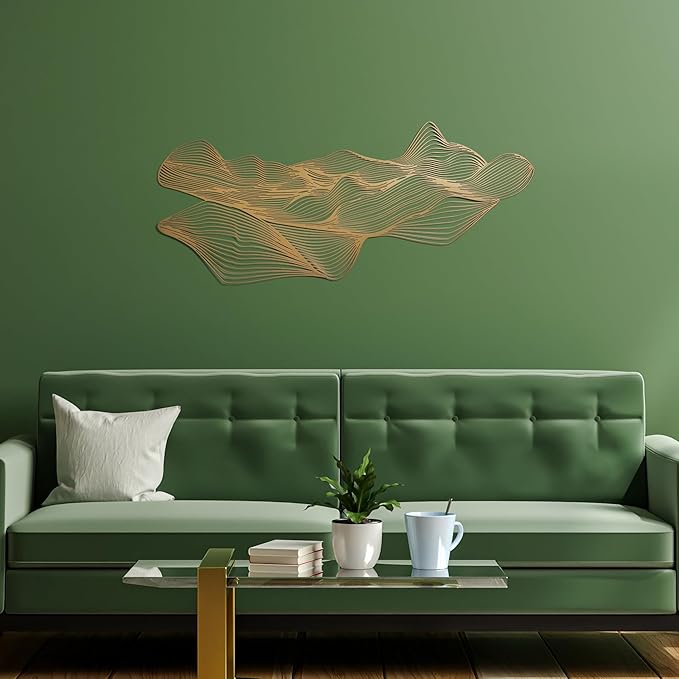 NEODECO Sand dune metal wall art, Minimalist living room decor, desert nature decor, abstract line art, bedroom home decoration, housewarming gift, large wall art, office decoration (Bronze, Medium)