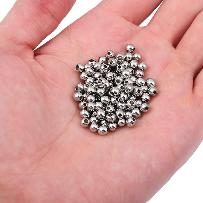 Stainless Steel Spacer Beads 4x3mm Round Loose Charm Caps Beads for DIY Jewelry Making 100pcs with 1.5mm Hole