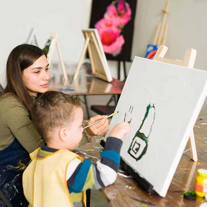 6 Packs Stretched Canvases for Painting with 4x4in, 5x7in, 11x14in Canvas, Blank Canvases for Acrylics, Oils & Other Painting Media, 5/8 Inch Profile 100% Cotton Artist Framed Canvas