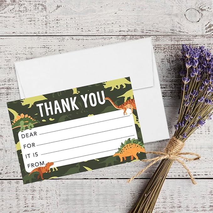 Andaz Press Kids Fill in the Blank Thank You Cards 20 Cards Including Envelopes Camo Dinosaurs Gender Neutral Note Cards For Boys Girls Birthday Party Thank You Notes for Friends Family Party Guests