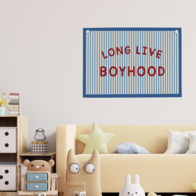 Long Live Boyhood Boys Room Playroom Wall Decor Vintage Sports Decor for Nursery Playroom Kids Bedroom Dorm Toddler Decorations 22x28 Inch