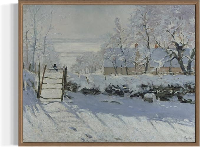 The Magpie Claude Monet Wall Art Print Poster, Impressionist Painting Wall Art Wall Decor, for Bedroom and Living room Bathroom Decor 115 (The Magpie, 11 x 14 inches, Wood Frame)