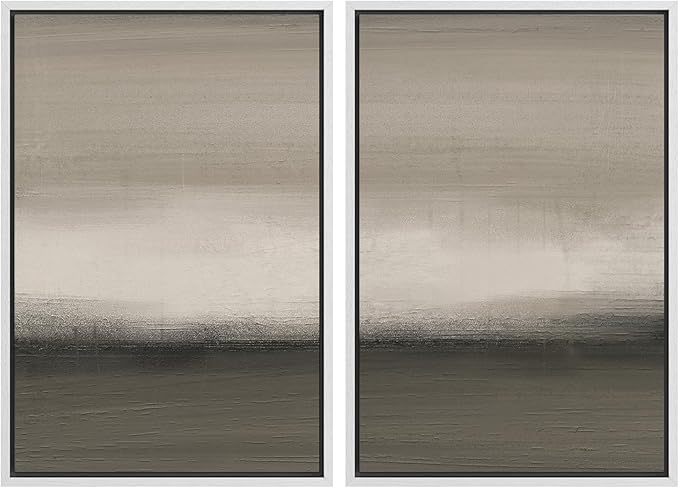 SIGNWIN Framed Canvas Print Wall Art Set Minimalist Neutral Gradient Illustration Modern Art Minimalism Decorative for Living Room, Bedroom, Office - 24"x36"x2 White