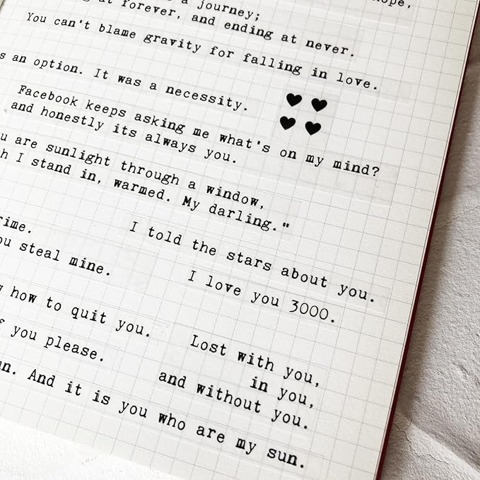 100+ Love Quotes Inspirational Motivational Scripts Planner Stickers Typewriter Style Sayings Letters Aesthetic Journal Diary Scrapbook Art Crafts Accessories 4 Sheets