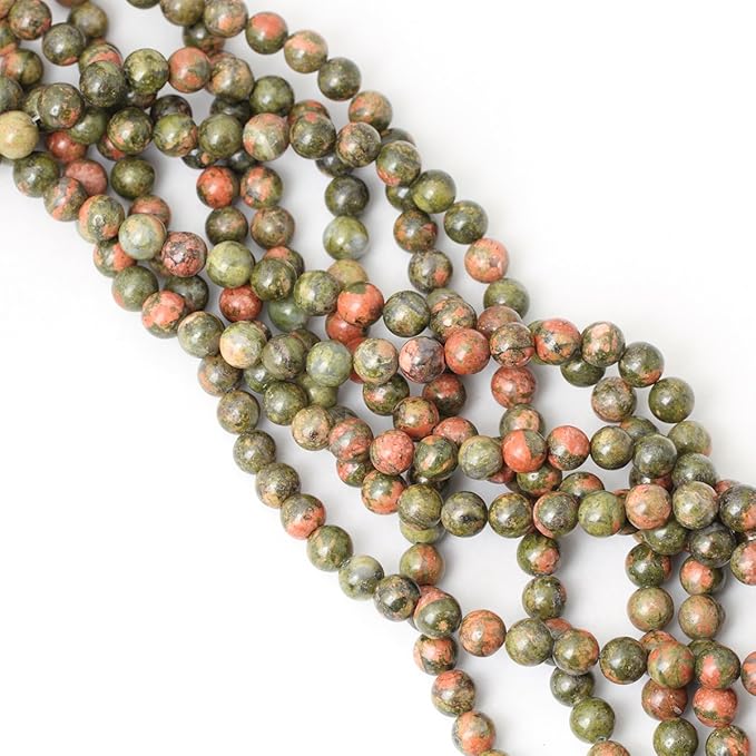 45PCS 8mm Natural Unakite Gemstone Round Loose Beads for Jewelry Making DIY Handmade 1 Strand 15"