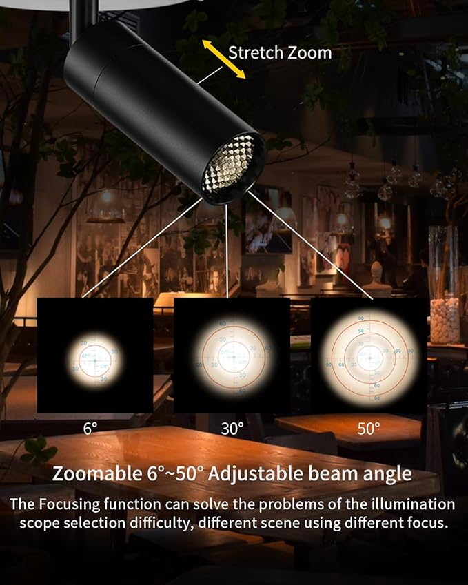 Zoomable LED Ceiling Spotlight Fixture, Flush Mount Adjustable Spotlight, Indoor Bright Accent Monopoint Fixture for Living Room Bedroom Loft Cafe Bar