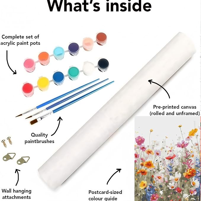 CSZPPQAF Wild Flowers Paint by Numbers for Adults Beginner, Flowers Paint by Number Kits on Canvas, DIY Oil Painting Watercolor Color by Numbers for Home Wall Decor 16X20inch