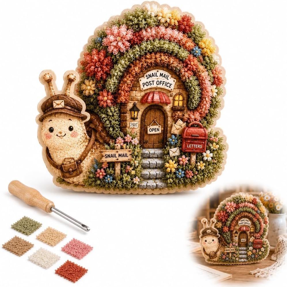 Whimsical Village 3D Fabric Poke Art Kit (Snail Mail) by Unknown