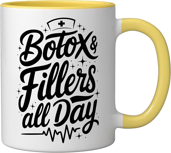 Botox Nurse Injector Design for Aesthetic Cosmetic Nursing Ceramic Mug, Yellow/White