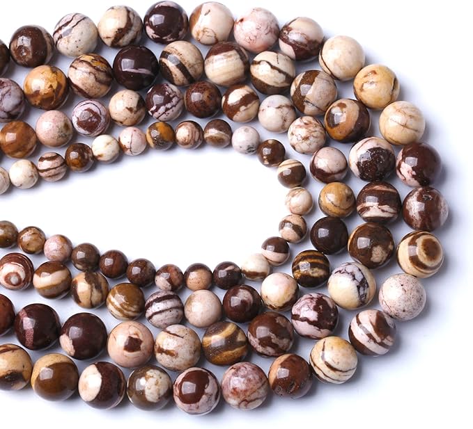 12mm 32pcs Natural Stone Beads Australia Zebra Gemstone Round Loose Beads for Jewelry Making DIY Bracelet Crystal Energy Healing Power Stone (12mm, Australian Zebra Jasper)