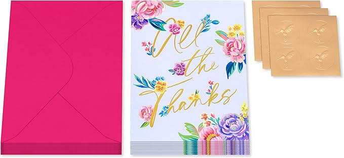 Papyrus 14-Count Blank Thank You Cards with Envelopes and Seals (All The Thanks)