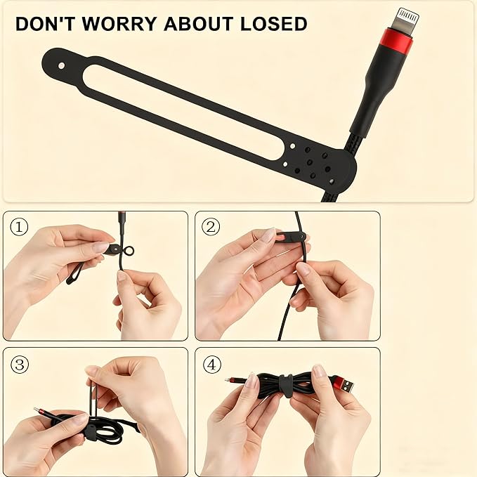 20PCS Silicone Cable Ties, 2025 New Upgrade Data Cable Organizer Ties, Reusable Cable Ties Wire Organizer for Bundling and Fastening Earphones, Phone Charger(5 Colors)