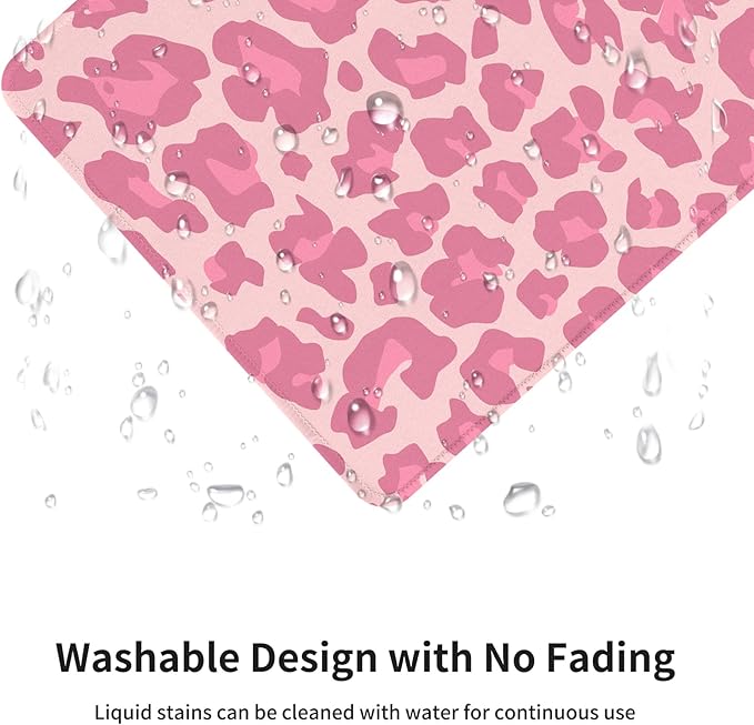Seorsok Pink Leopard Mouse Pad,Mouse Mat Square Waterproof Mouse Pad Non-Slip Rubber Base Mouse Pads for Office Laptop,9.5"x7.8"x0.12" Inch