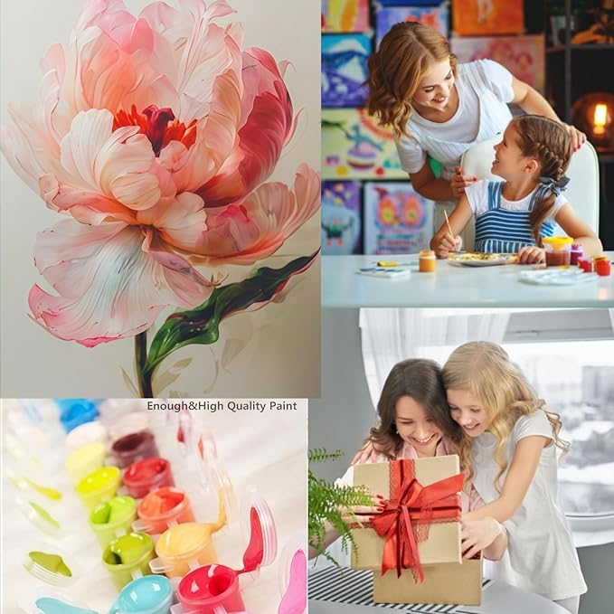 CSZPPQAF Paint by Numbers for Adults Beginner, Flower Paint by Number Kits on Canvas DIY Oil Painting Watercolor Color by Numbers for Home Wall Decor 16X20inch
