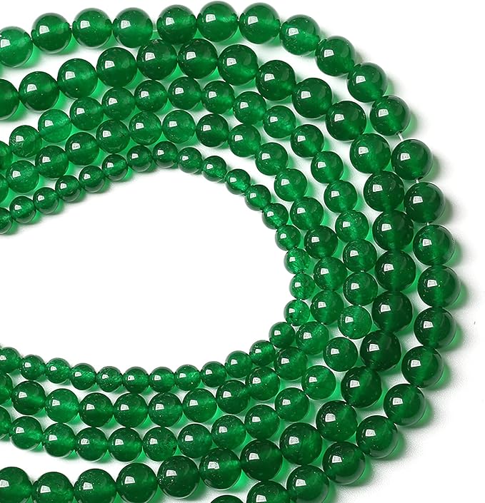6mm 60pcs Natural Chinese Green Jade Beads Chalcedony Round Loose Gemstone Crystal Energy Healing Power Stone Beads for Jewelry Making DIY Bracelet (6mm, Chinese Green Jade)
