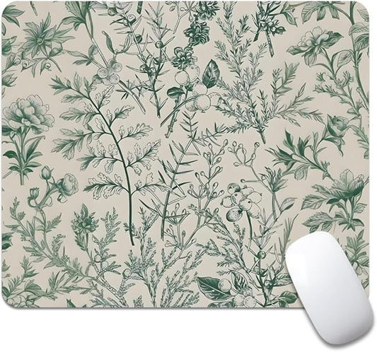 Sage Garden Green Floral Texture Mouse pad, Square Waterproof and Anti Slip Mouse pad for Office laptops