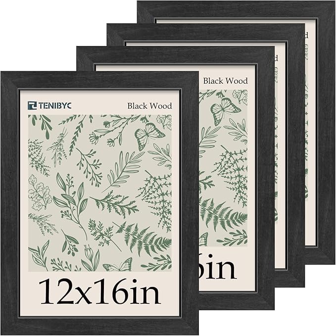 Picture Frame 4 Pack - Solid Wood Poster Photo Frame - Woodgrain Series - Room, Office, Gallery, Studio Display - Wall Hanging