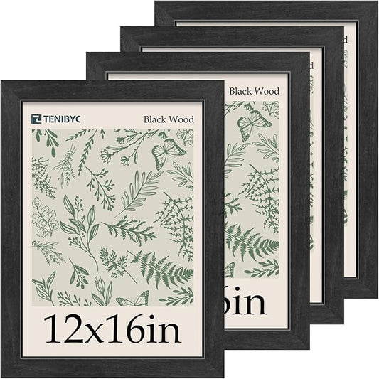 Picture Frame 4 Pack - Solid Wood Poster Photo Frame - Woodgrain Series - Room, Office, Gallery, Studio Display - Wall Hanging