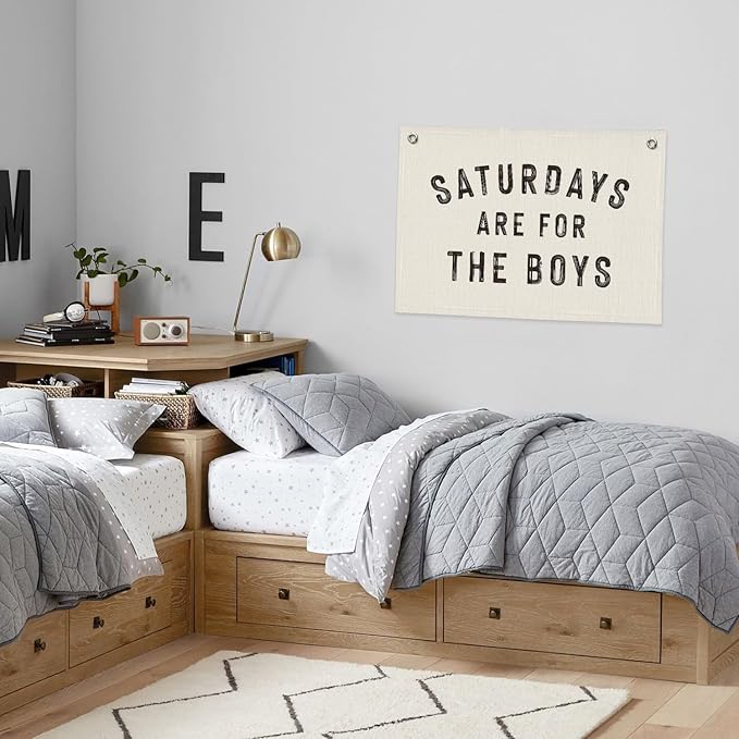 Boy Nursery Playroom Decor, Canvas Banner Wall Hanging Banner Flag Decor for Nursery Classroom Playroom Kids Room, Playroom Essentials