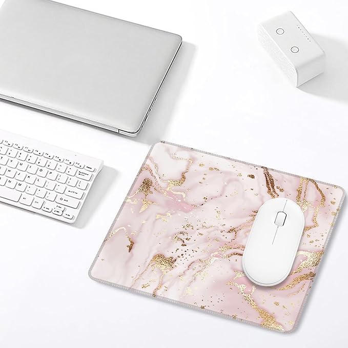 Mouse Pad, Pink Golden Liquid Marble Mouse Pads for Desk,Waterproof Anti-Slip Rubber Gaming Mouse pad with Stitched Edges for Gaming Office Laptop Computer Men Women