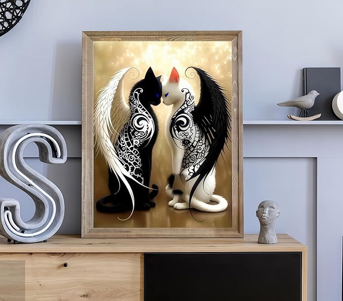CSZPPQAF 5D Diamond Painting Kits for Adults, Animal Cat Diamond Art Kits for Adults Beginner, DIY Full Drill Cartoon Gem Art Paint by Diamonds Dots Crafts Kits for Home Decor 12x16Inch