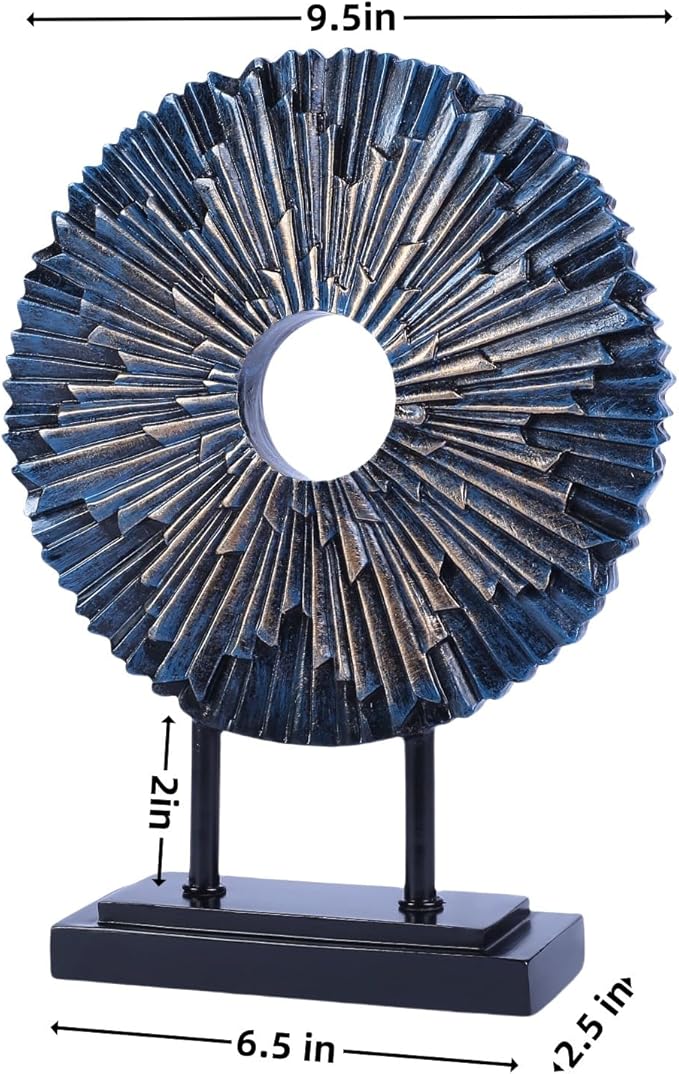 CECKQUE Minimalist Round Statue Above Cabinet Decor Kitchen, Modern Decorative Sculpture Home Decorations for Living Room Coffee Table, Office Decor Items, Center Pieces Decoration (Blue)