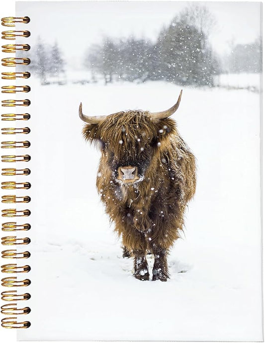 Bible Notebook,Highland Cow Spiral Journal,Christian Journals for Women,Highland Cow Gifts,Winter Highland Cow Spiral Notebook,Spiral Notebook Journal for Work Notes Journaling 5.5x8.3
